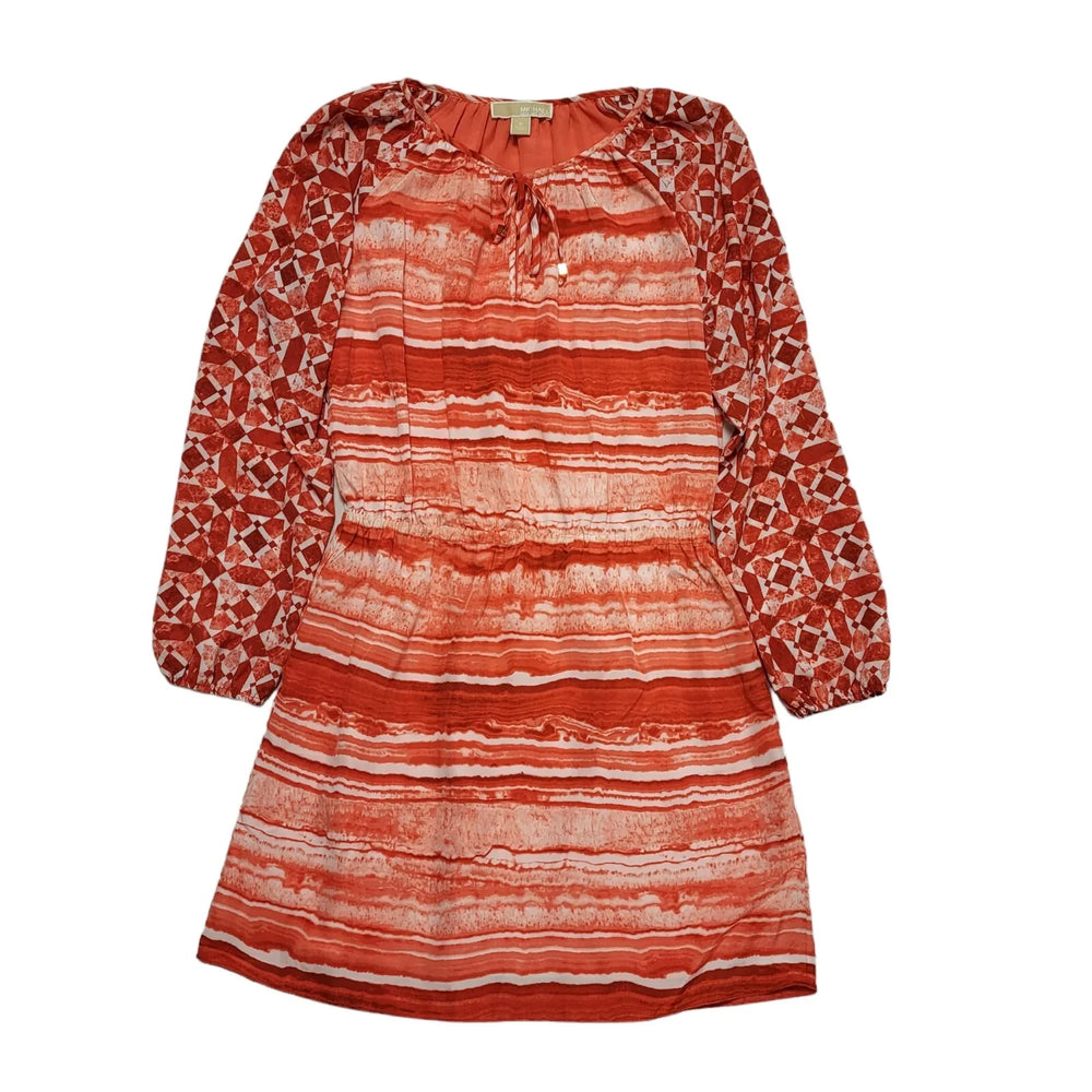Michael Kors Red White Striped Long Sleeve Summer Dress UK Women's M 10 K893