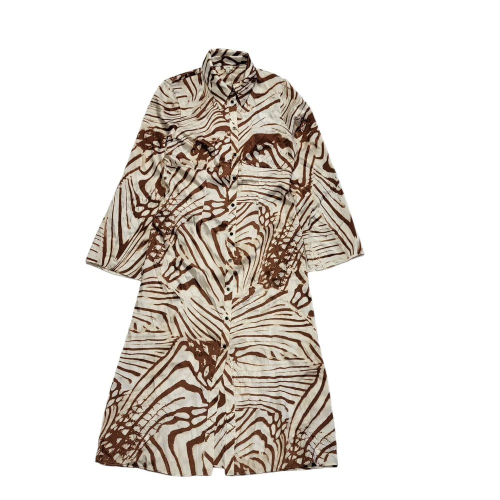 River Island White & Brown Couture Dress Uk Women's Size 14 Bnwt CC434