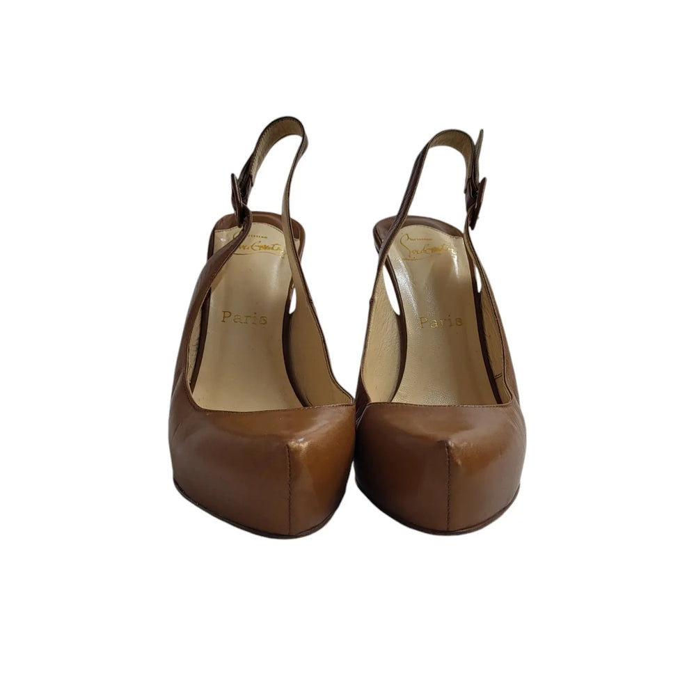 Christian Louboutin Tan Leather Stiletto Heel Shoes Women's Size 6.5 39.5 EE709