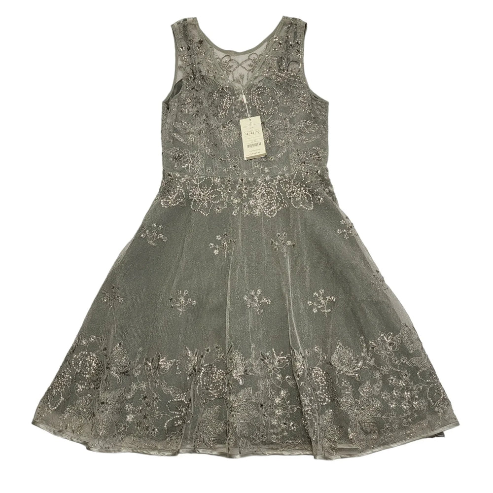 Women's Monsoon Silver Beaded Fit & Flare Dress BNWR UK 14 K934
