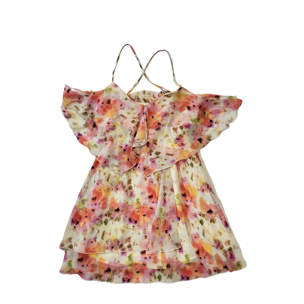 Guess Pink Floral Sleeveless Evening Dress Uk Women's Size XS L693