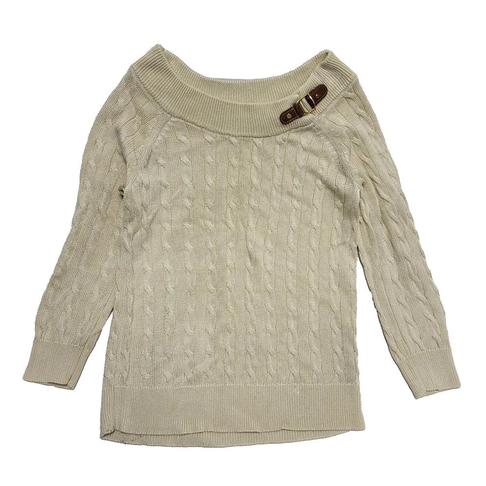 Ralph Lauren Knit Jumper Beige Round Neck Uk Women's Size Medium L263