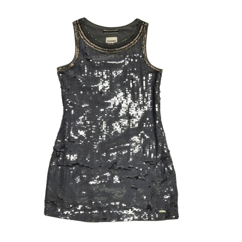 Superdry Silver Sequin Sleeveless Evening Formal Dress UK Women's Small BB333