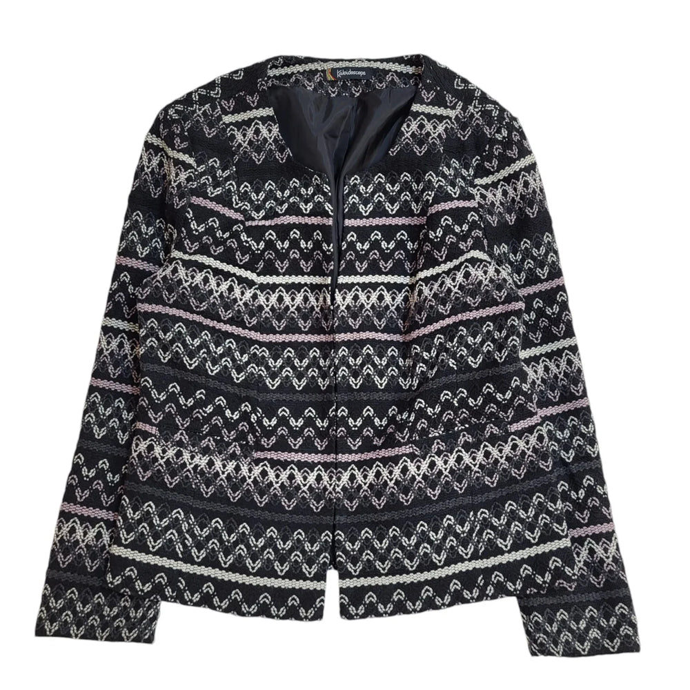 Kaleidoscope Black Pink Hook Eye Casual Jacket Uk Women's Size 16 EE314