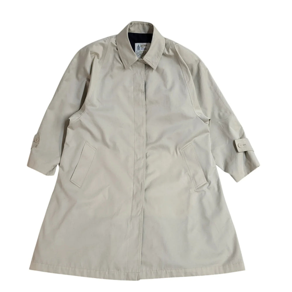 London Fog Cream / Beige Button Front Collared Coat 90s UK Women's Size 14
