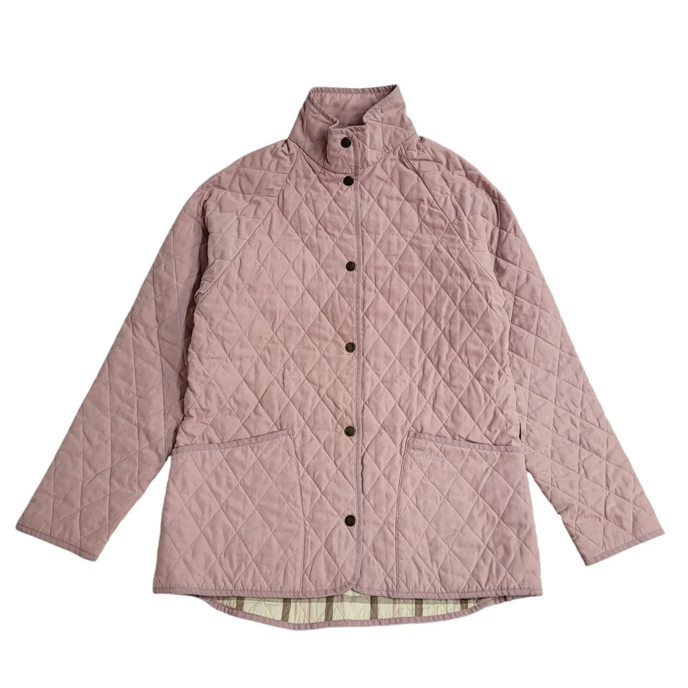 Barbour Burdale Pink Snap Fasten Quilted Jacket UK Women's 10 EE486