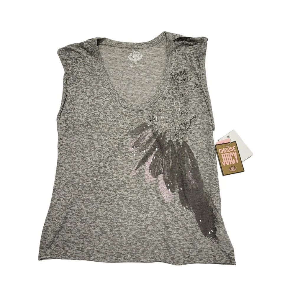 Juicy Couture Grey Heavy Cozy BNWT Sleeveless T-Shirt Womens UK XL CC317