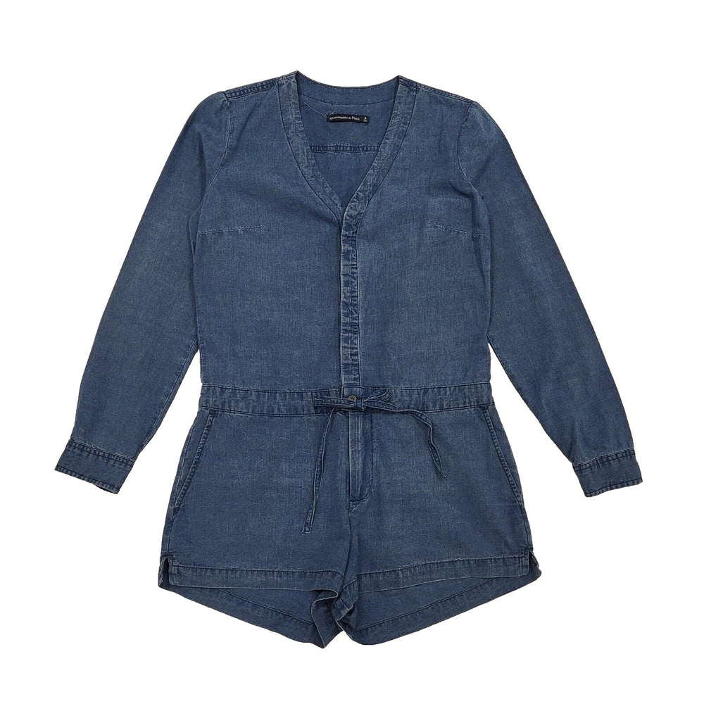 Abercrombie & Fitch Blue Belted Denim Jumpsuit Uk Women's Size 10 BB958