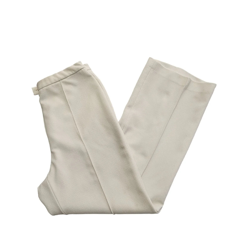 St Michael 70s White Bootcut Pleated Trousers Womens UK Size 14 (usa 18) W32 L29