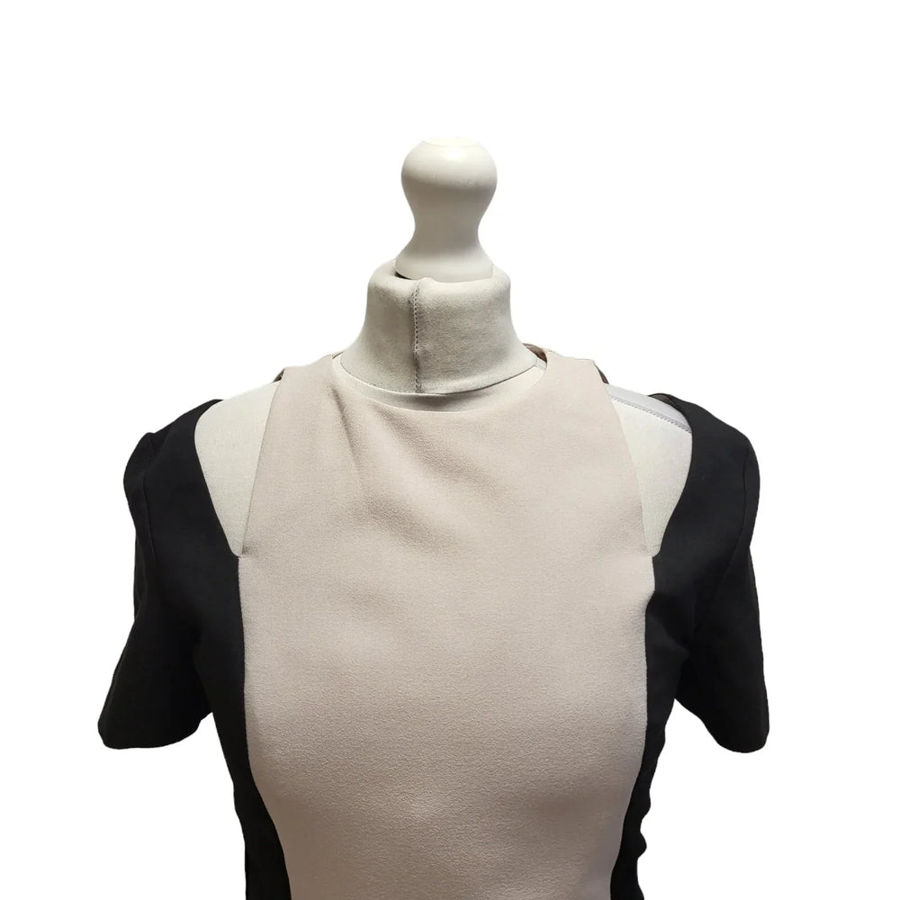 Miss Selfridge Black Beige Sleeveless Bodycon Dress UK Women's 10 Bnwt BB361