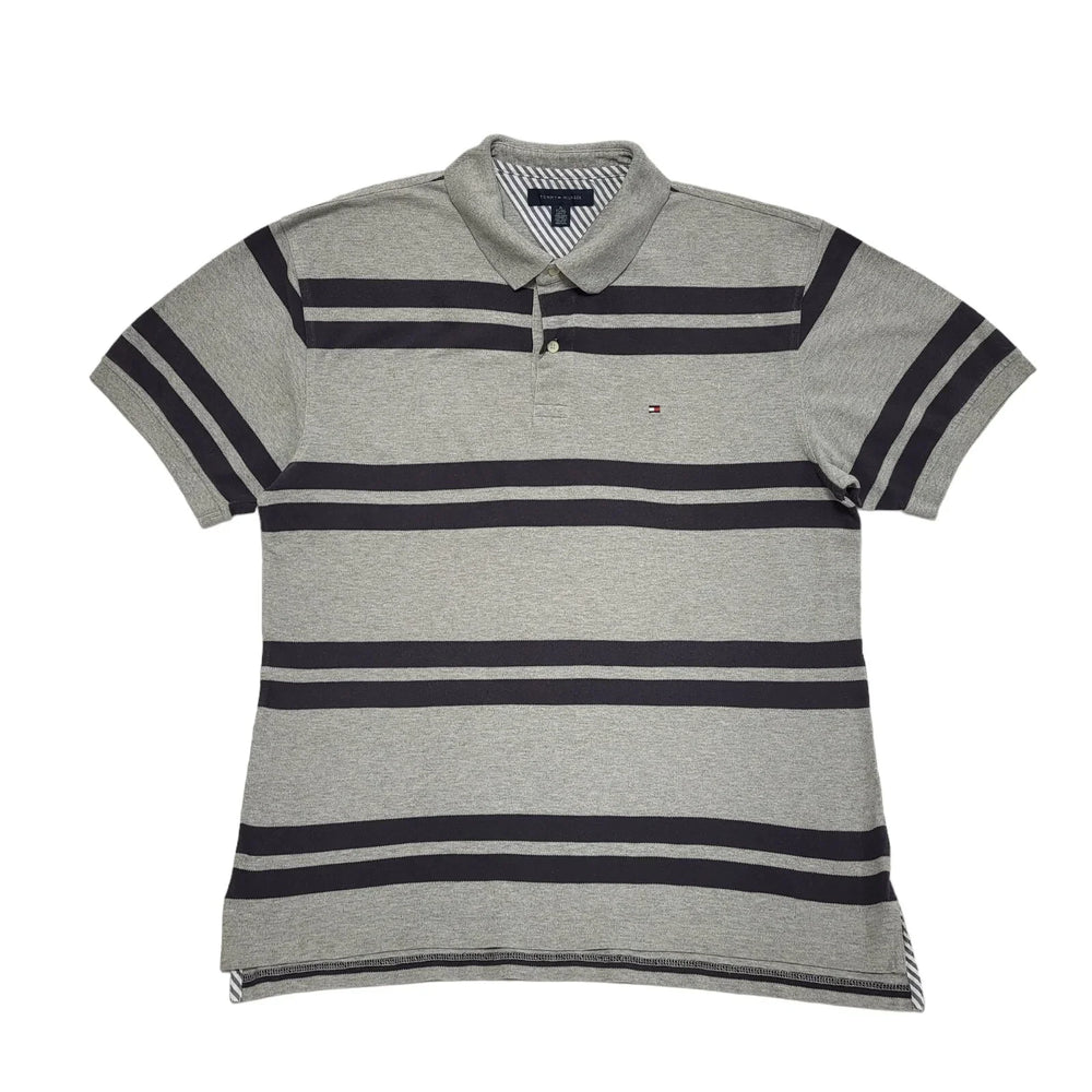 Tommy Hilfiger Grey & Blue Short Sleeve Polo Slim Fit T-Shirt Uk Men's XL EE24