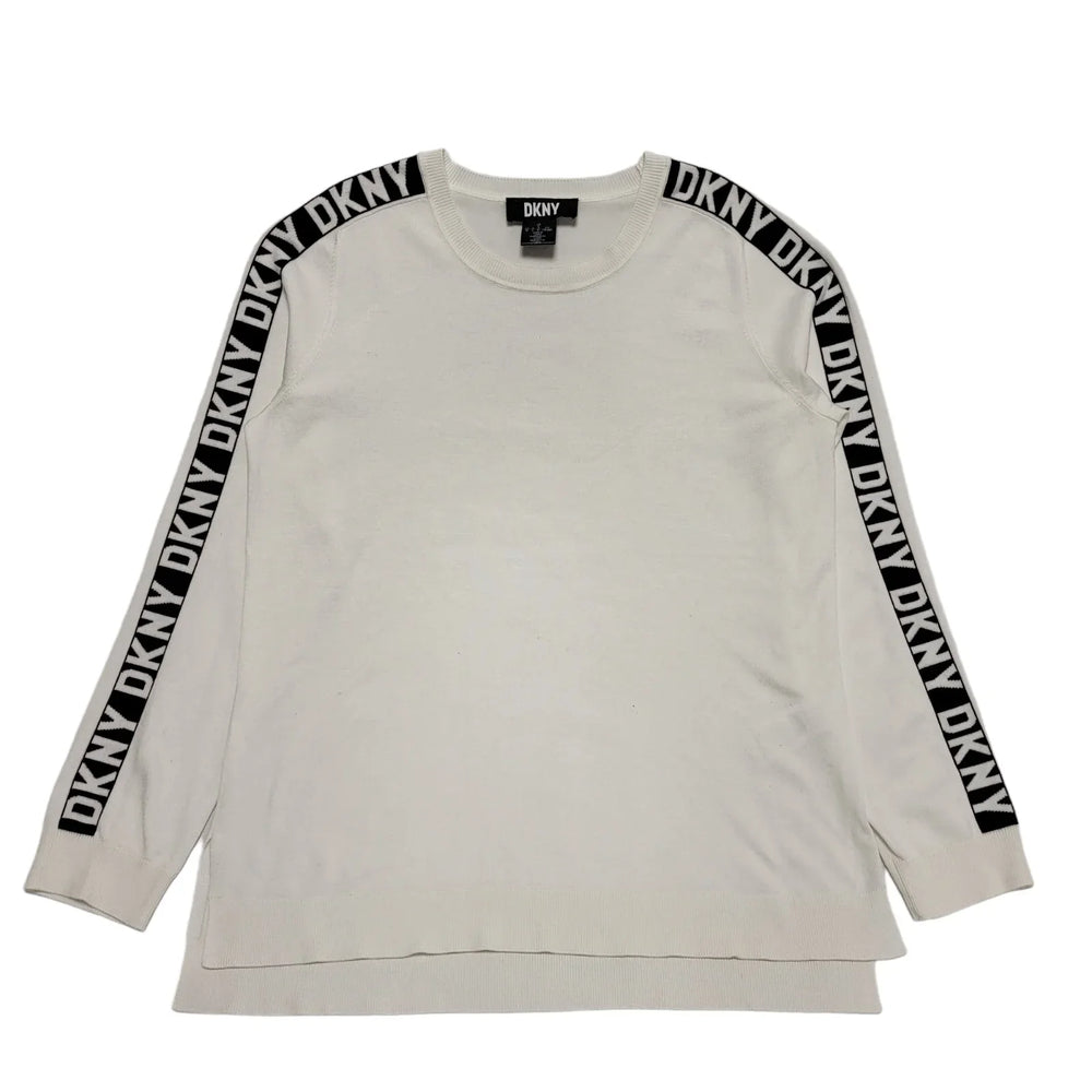 DKNY White Crew Neck Slim Fit Cotton Jumper Uk Men's Large BB280