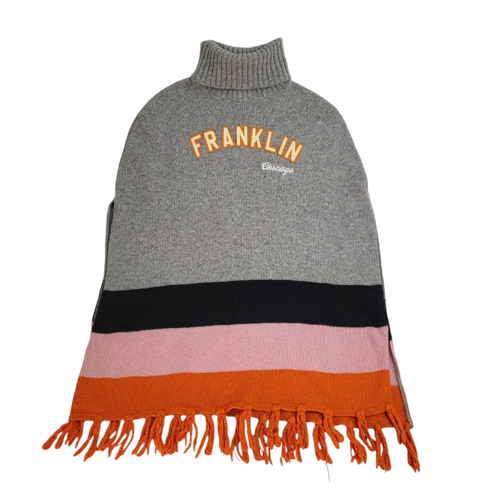 Franklin & Marshall Roll Neck Multicoloured Striped Poncho Women's UK L EE596