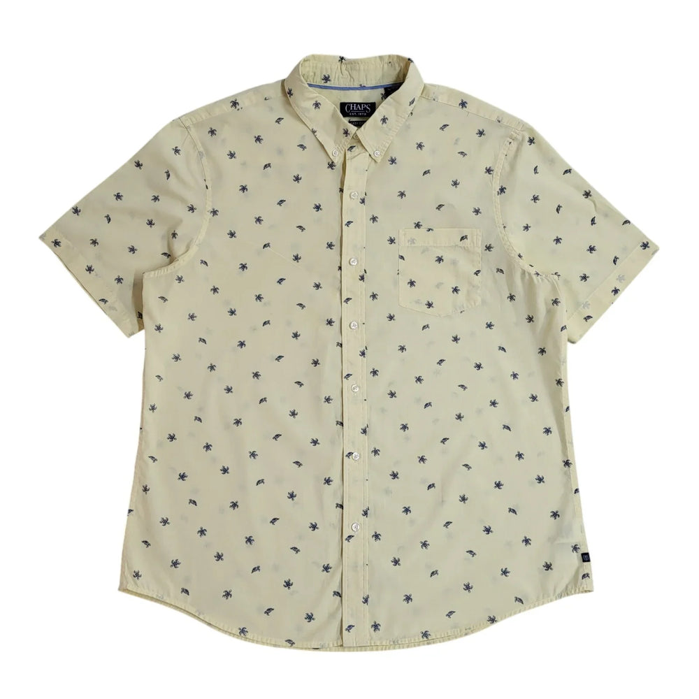 Chaps Yellow Modern Turtle Print Short Sleeve Shirt UK Men's Size XL