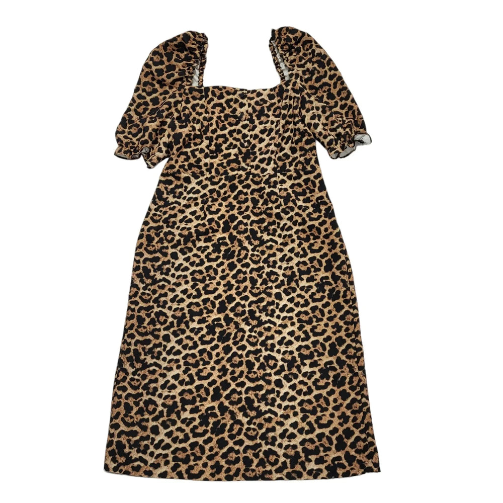Zara Black Brown Animal Print Dress Uk Women's Size XL Bnwt CC150