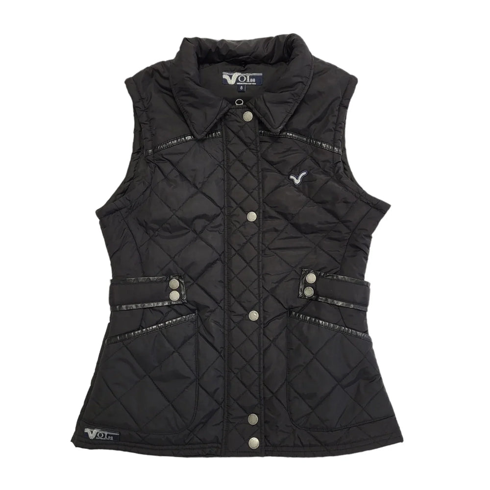 VOI 88 Black Zipped Quilted Gilet Uk Women's Size 8 BB648