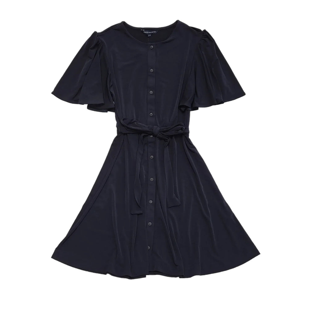 French Connection Navy Short Sleeve Fit & Flare Dress Women's Size 10 Bnwt DD100