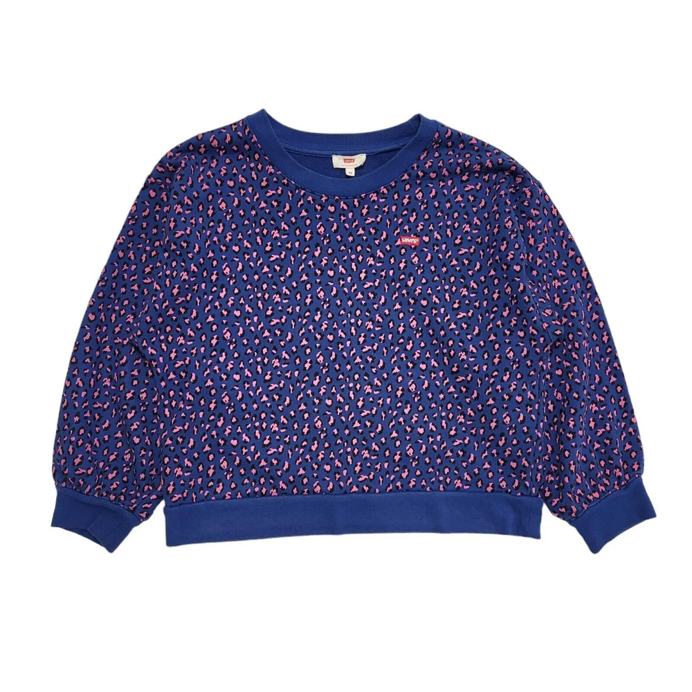 Levis Sweatshirt Blue Pink Leopard Print Uk Women's XSmall G401