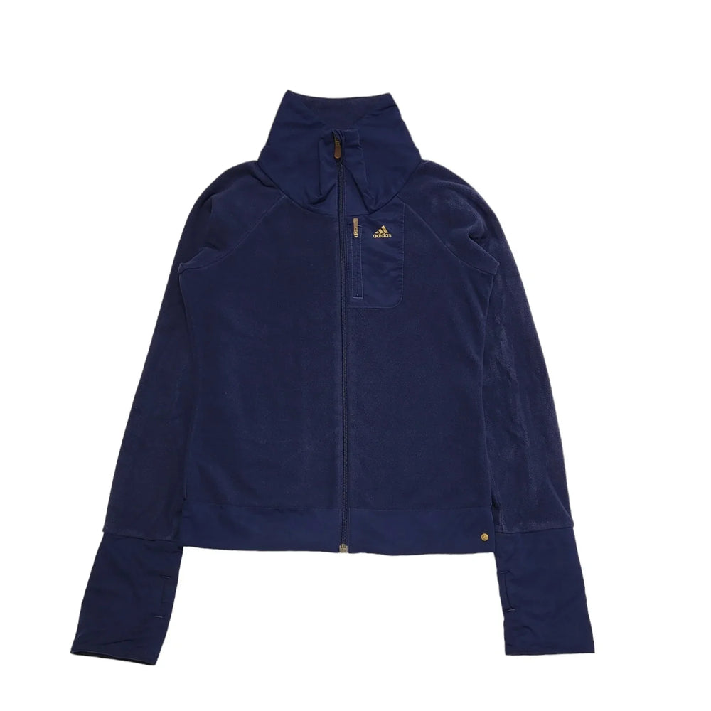 Adidas Navy Blue Lightweight Fleece Sport Jacket Women's UK 10 eu 38 H354