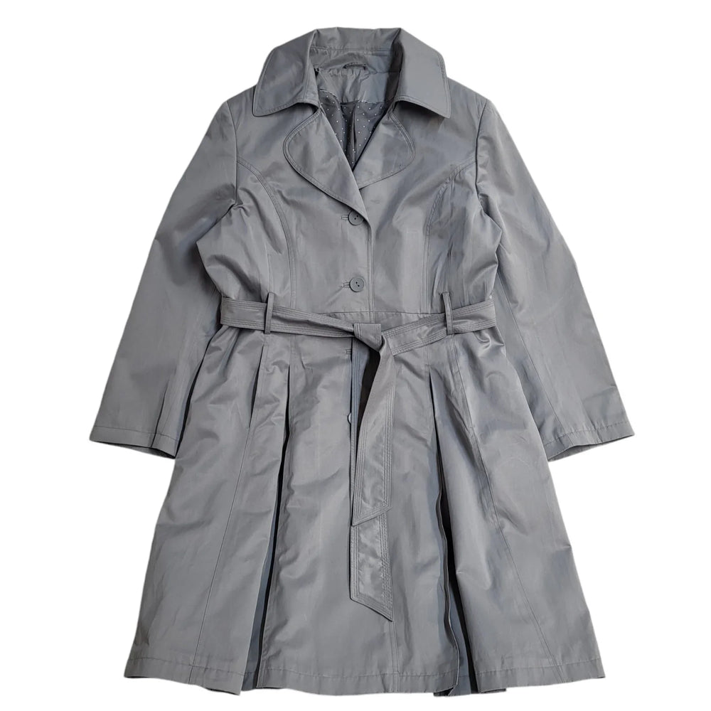 M&Co Grey Vintage Y2K Button & Belted Rain Coat Uk Women's Size 18