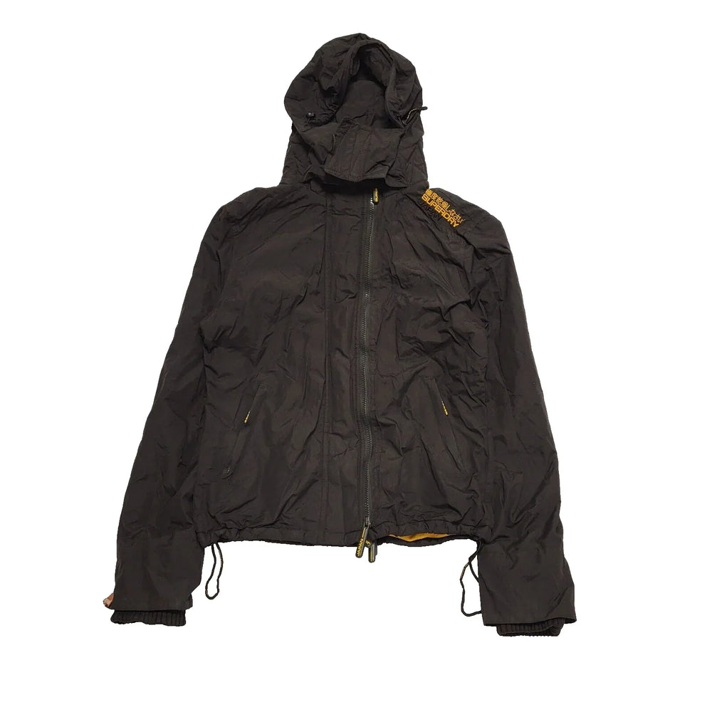 Superdry Black Windcheater Quilted Hooded Jacket UK Women's L 12 K865