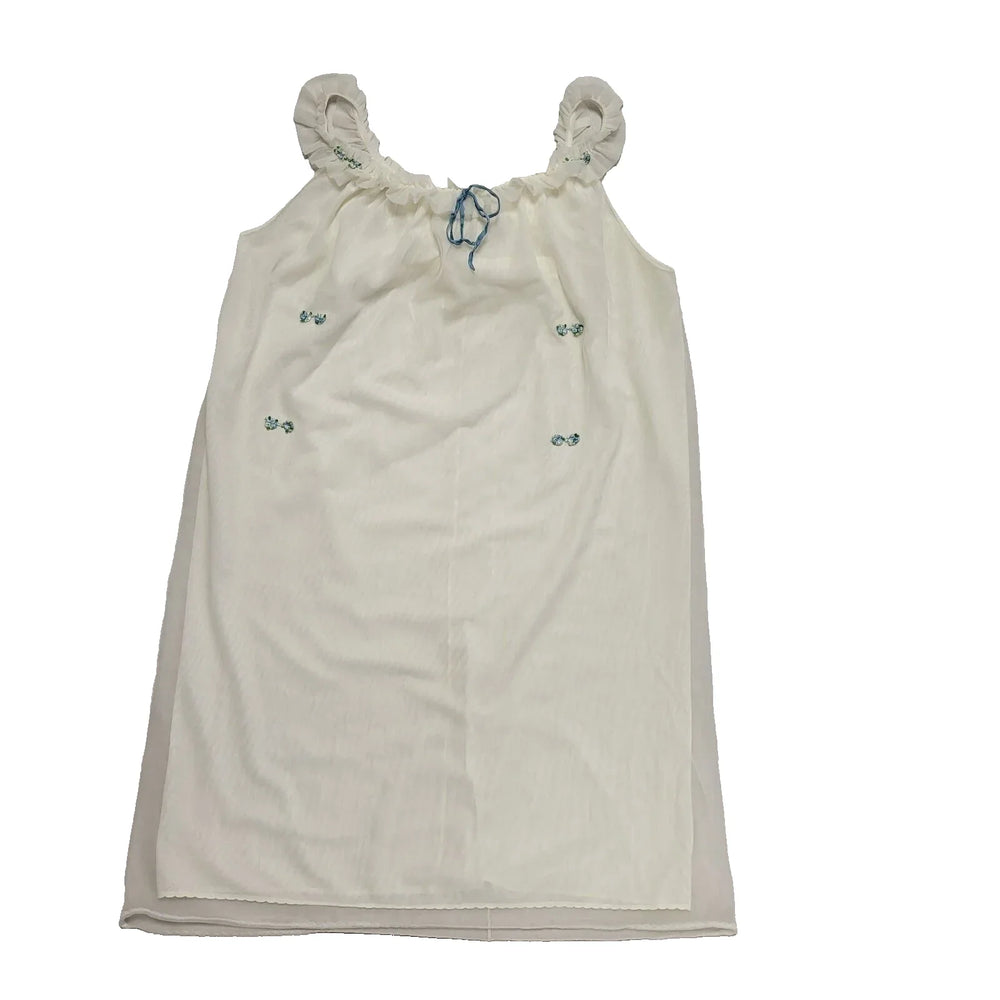 Vintage 60s White Sleeveless Night Dress Women's Size 14