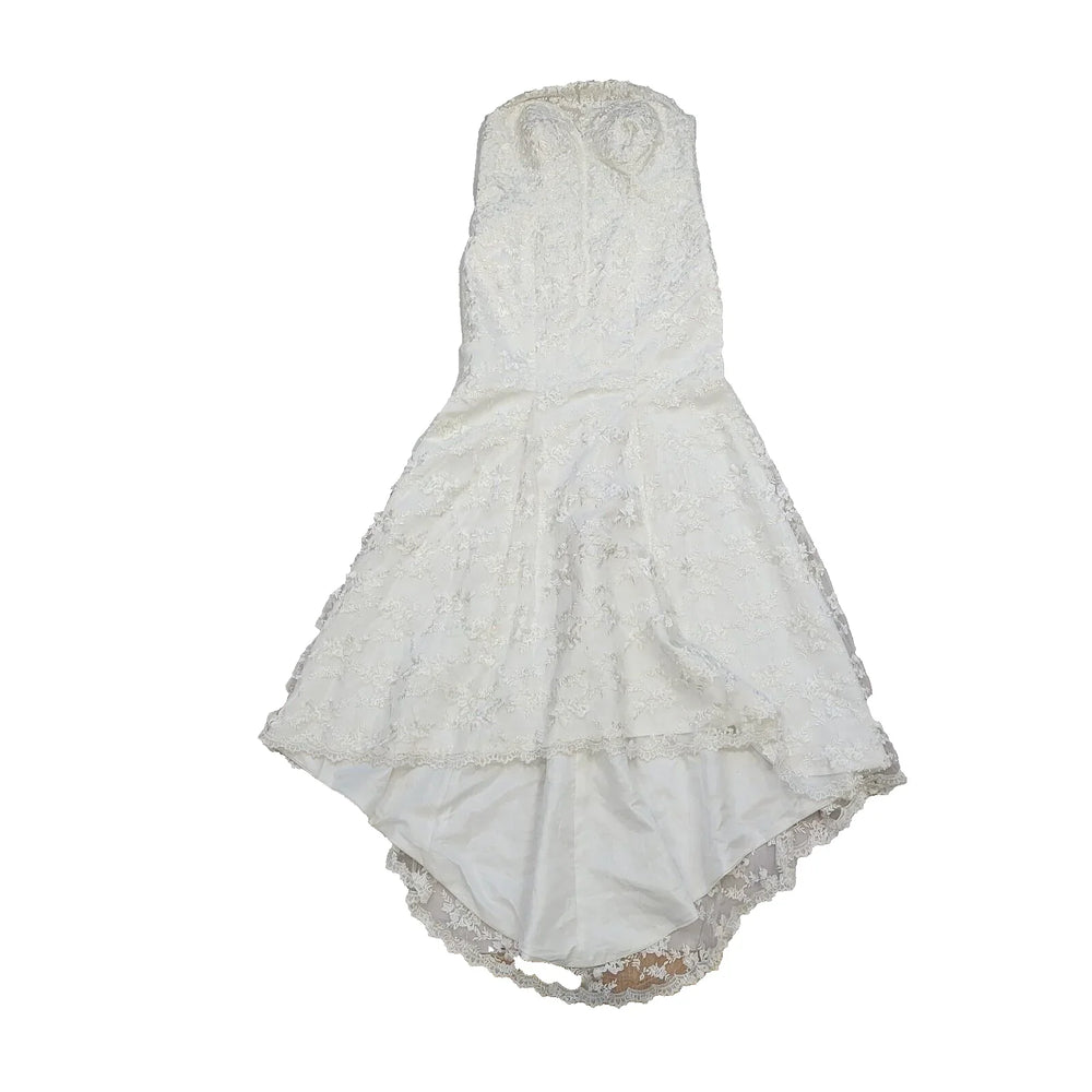 Hebeos White Lace Embroidered Train Wedding Dress Women's UK 2XL H872