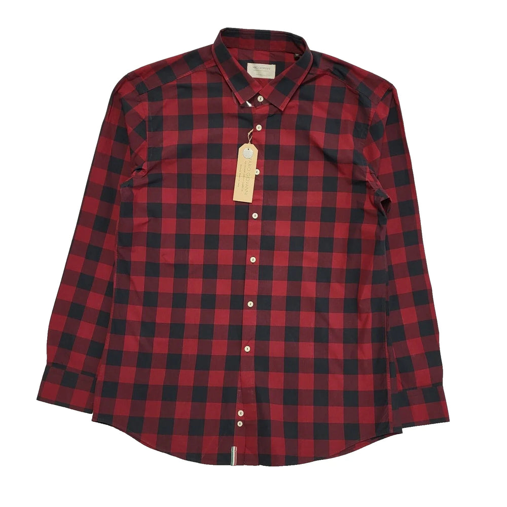 Fabio Giovanni San Carlo Black Red Checked Slim Fit Shirt UK Men's 2XL Bnwt L508