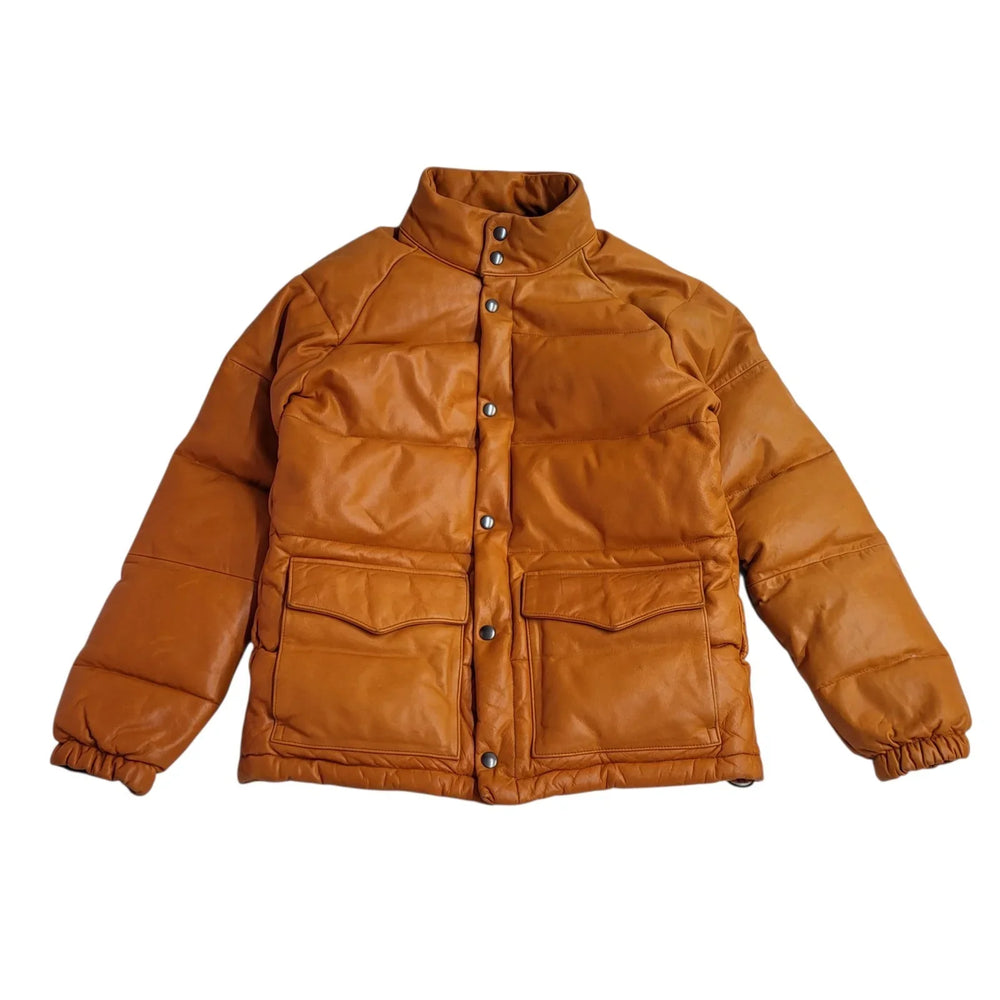 IG Frank Jacket Orange Leather Zipped Uk Men's XS L894