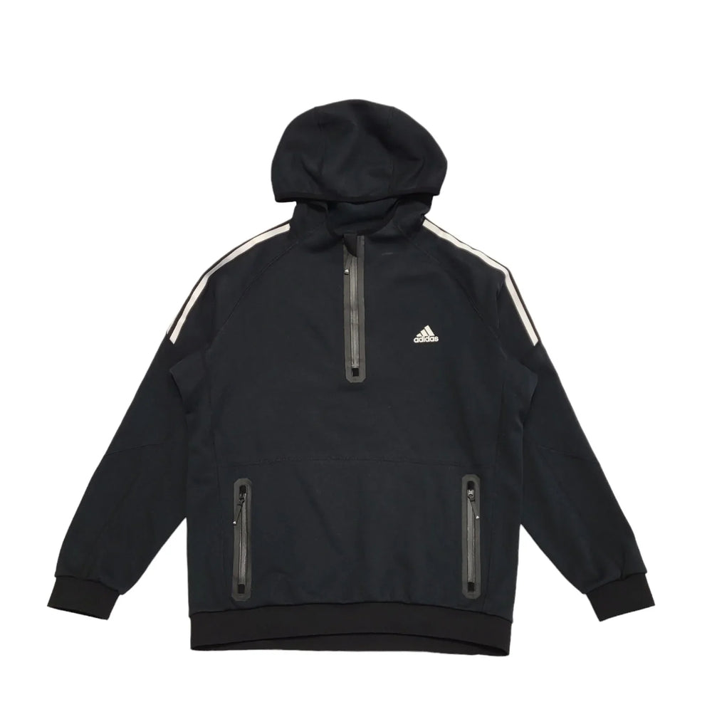 Adidas Black 1/4 Zip Pullover Sweatshirt Hoodie Uk Men's Size Large DD568