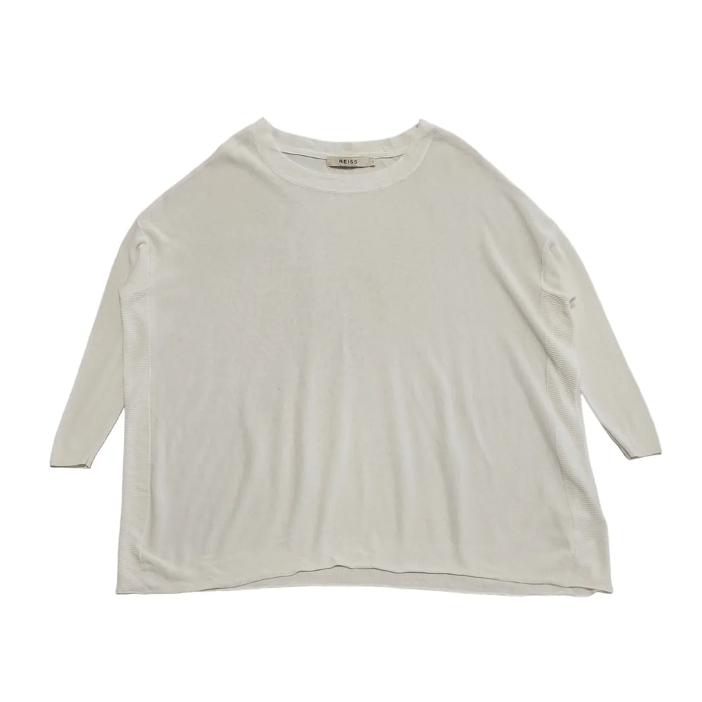 Reiss White Round Neck Over-sized Jumper Uk Women's Size Small DD513