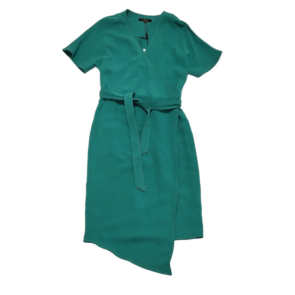 Next Tailoring Green Belted Wrap V-Neck Dress Women's UK L 12 K936