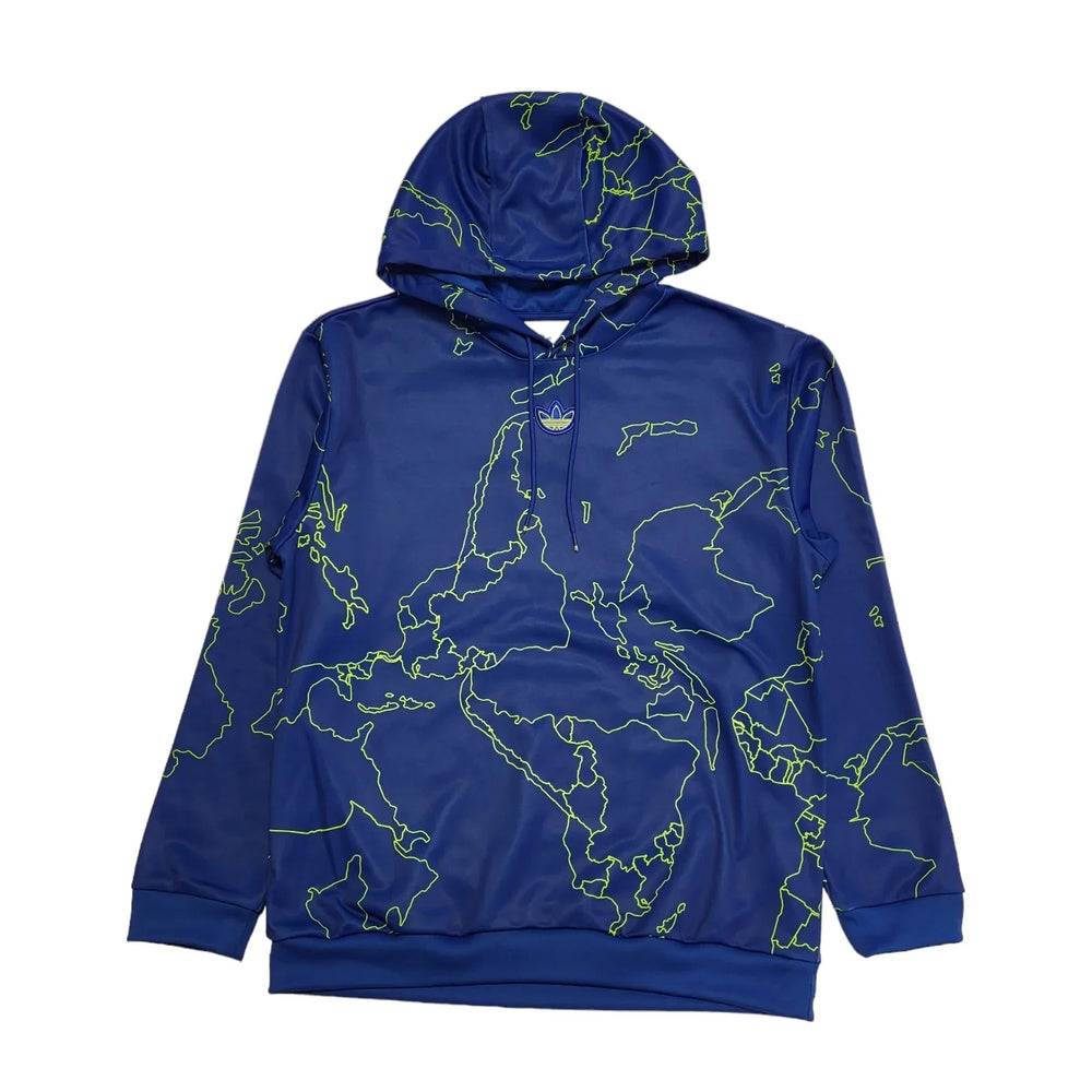 Adidas Hoodie Pullover Sports Drawstring Blue & Green Mens UK Size S BB561