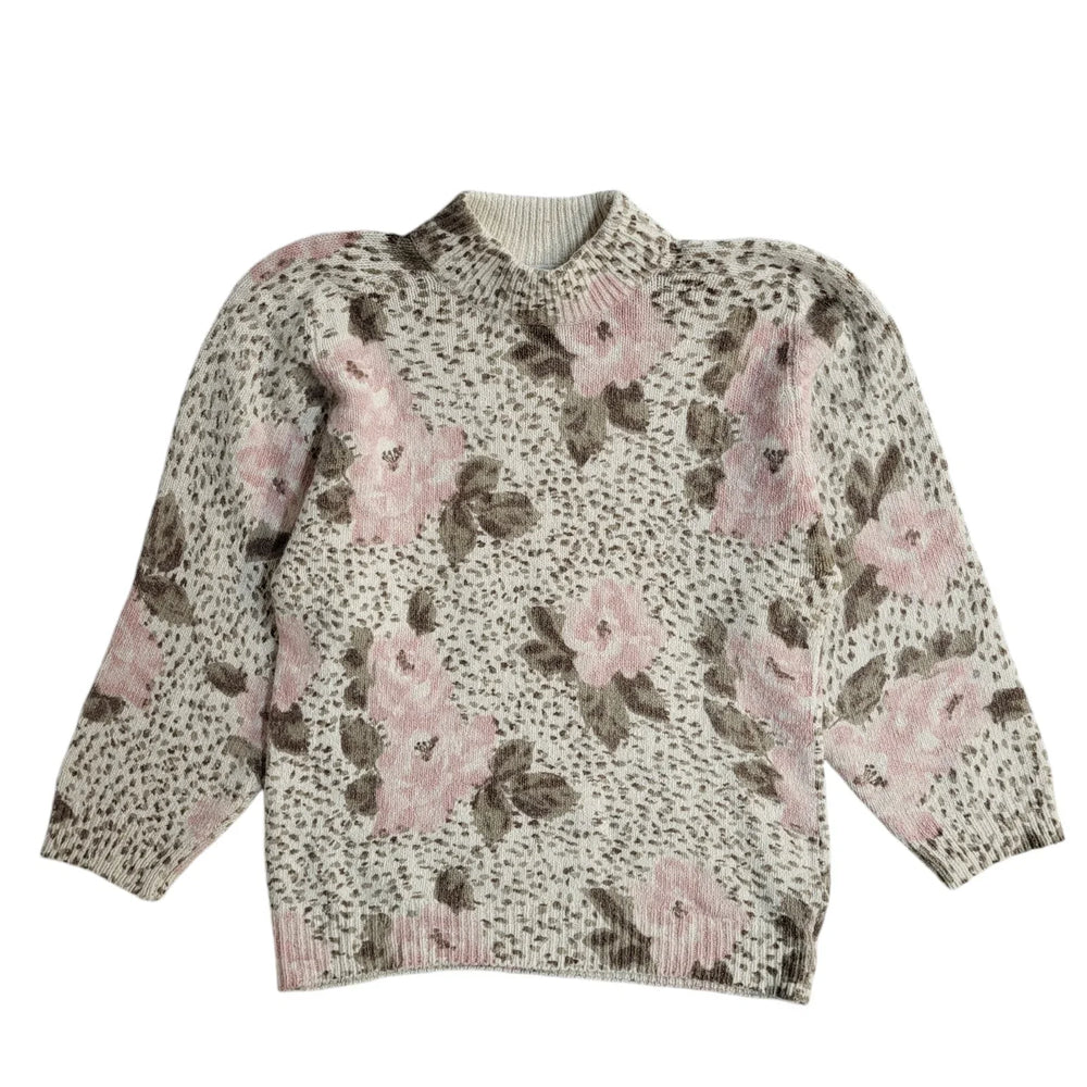 Colter Bay Vintage 90's Beige & Pink Round Neck Jumper UK Women's Size M