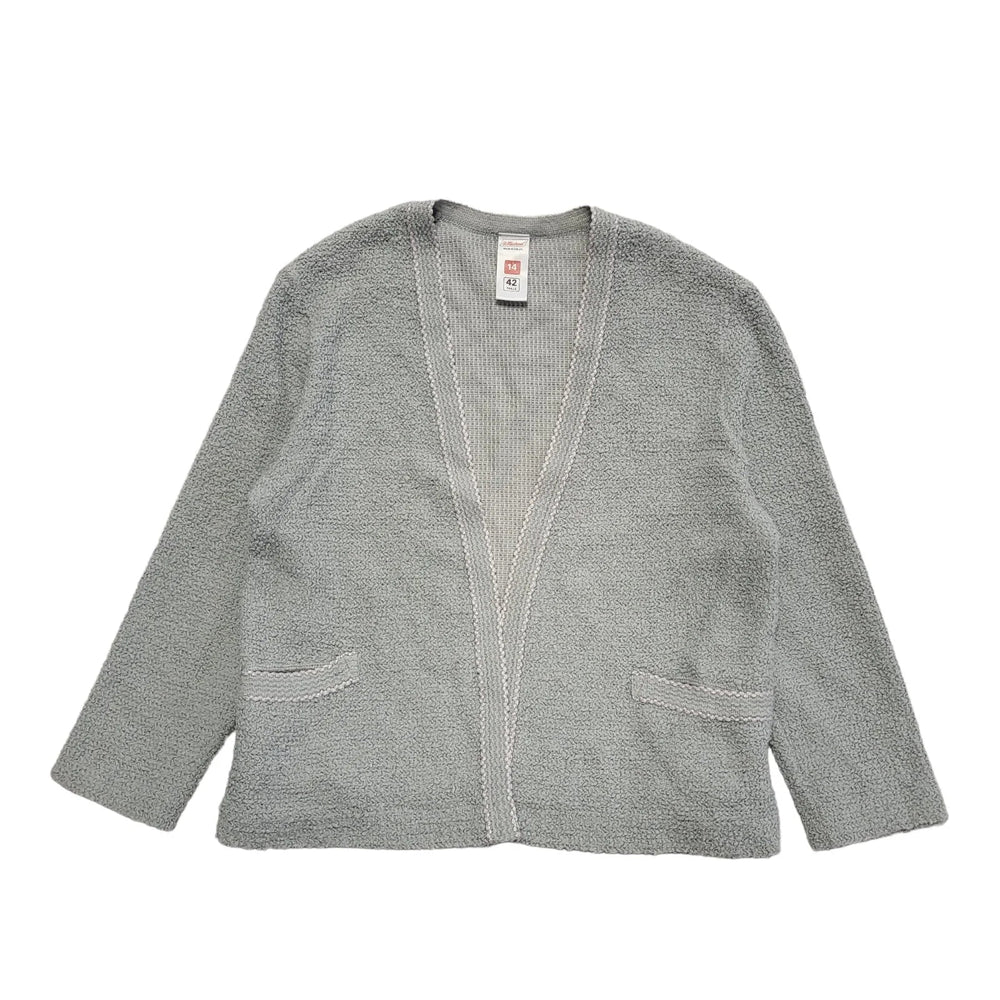 St Michael Grey 80s Vintage Open Front Cardigan Uk Women's Size 14