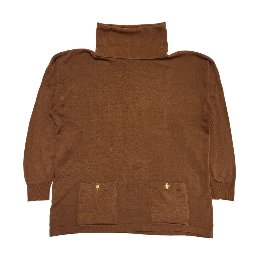 Straven Vintage 80's Brown Roll Neck Pocket Jumper Womens UK Size L