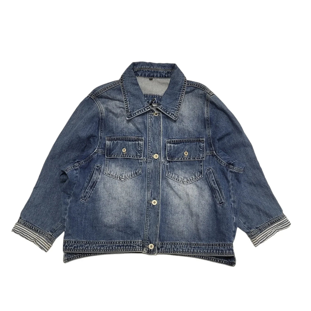 Vintage Y2k Blue Button Denim Jacket Uk Women's Size S-M