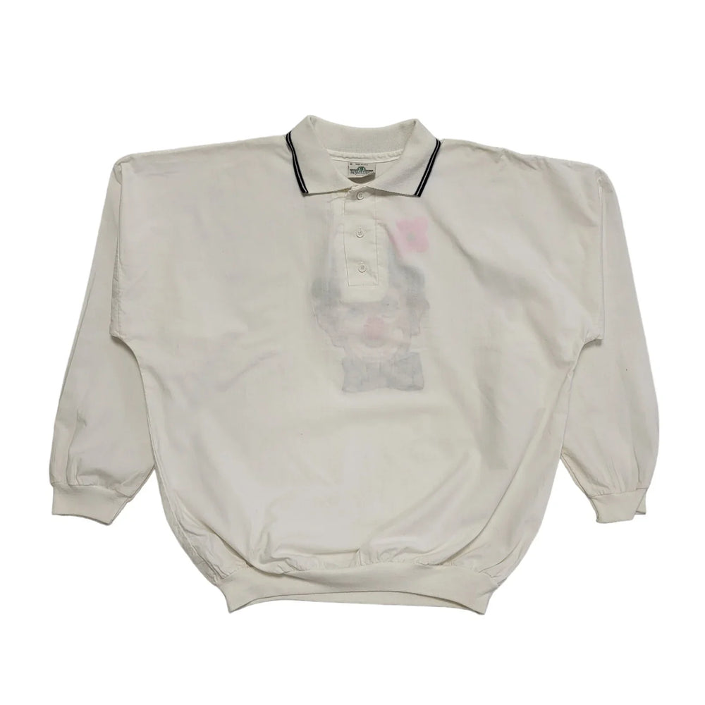 Willow Pointe Vintage 90's White 1/4 Button Clown Sweatshirt Mens UK Size M