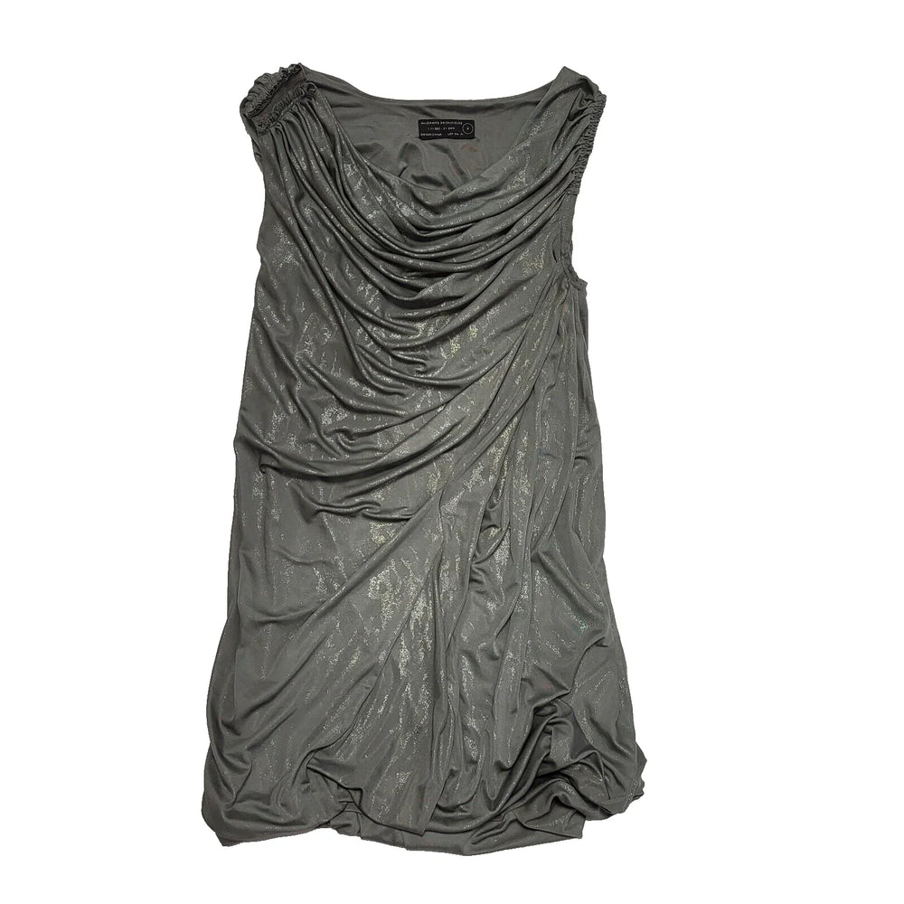 All Saint's Dress Sleeveless Drape Grey Glitter Evening Uk Women's XS 6 L292