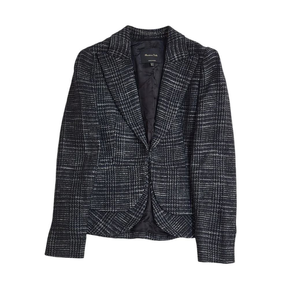 Massimo Dutti Black & White Formal Jacket UK Women's 10 EE462