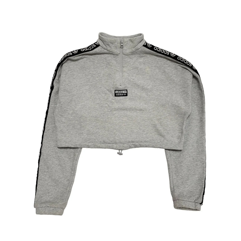 Adidas Grey Round Neck Cropped Sports Sweatshirt Uk Women's Size 8 DD453