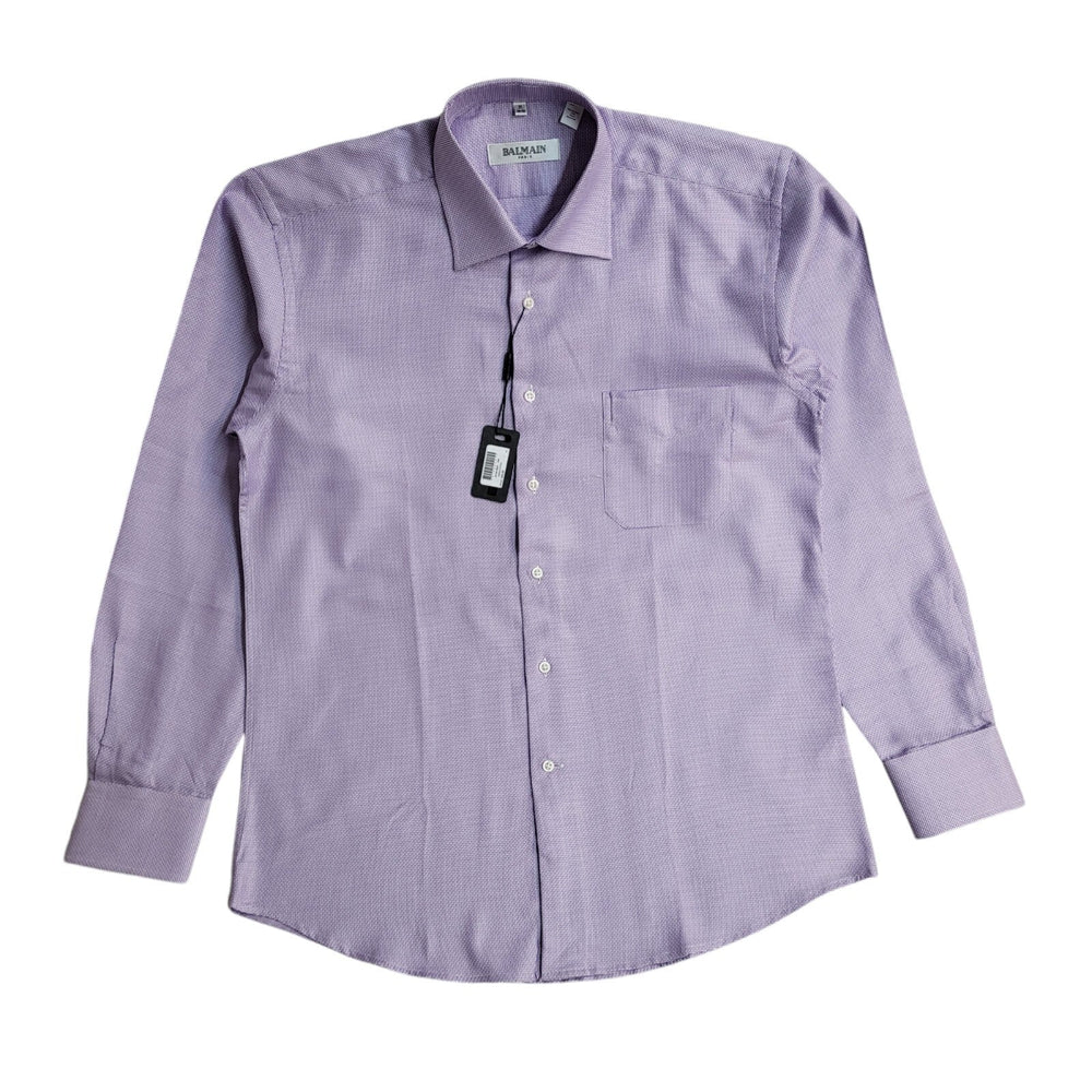 Balmain Paris Purple Check Cotton Shirt Uk Men's Size Medium Bnwt EE675