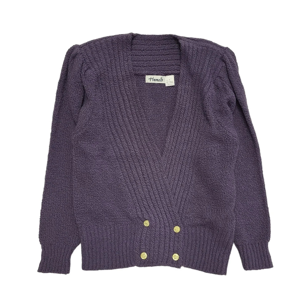 Hamells 80s Vintage Purple Acrylic Cardigan Uk Women's Size 14