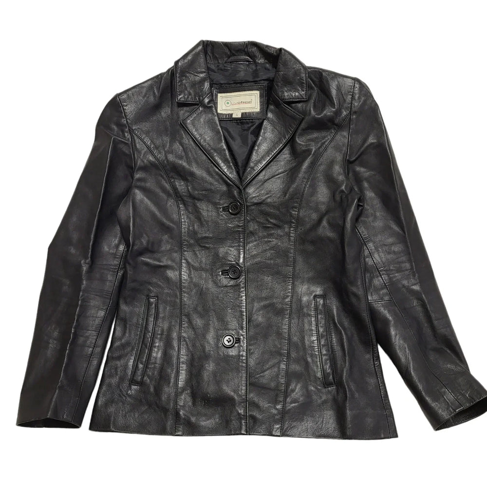 Live Tree Black Vintage 90s Leather Jacket Women's Size UK10