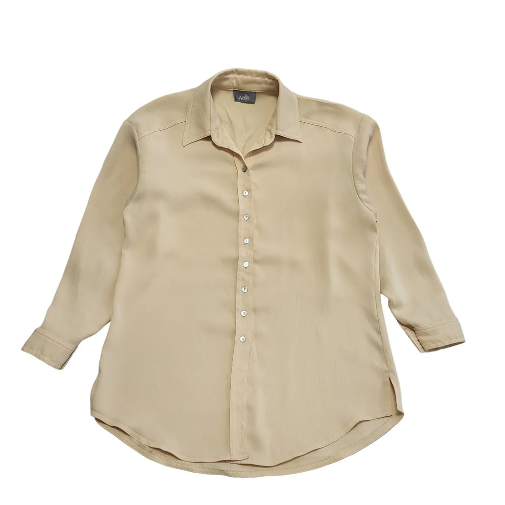 Wallis Vintage 90s Yellow Relaxed Fit Long Sleeve Shirt UK Women's Size 10