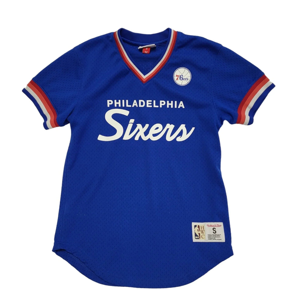Mitchell & Ness Blue Philadelphia Sixers NBA Sports Shirt UK Men's S DD794