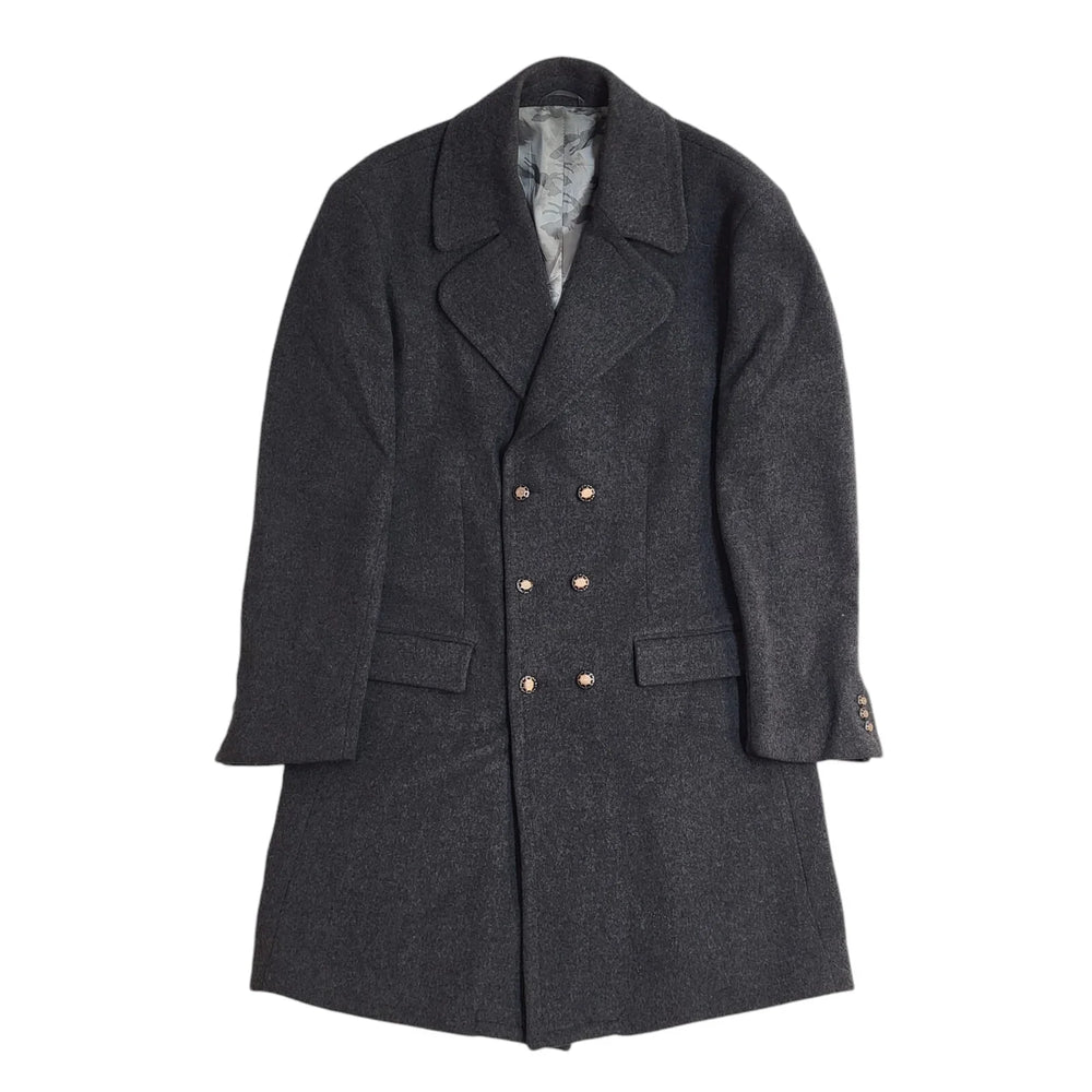 Paul Costelloe Vintage Y2k Grey Button Overcoat Uk Men's Size Large