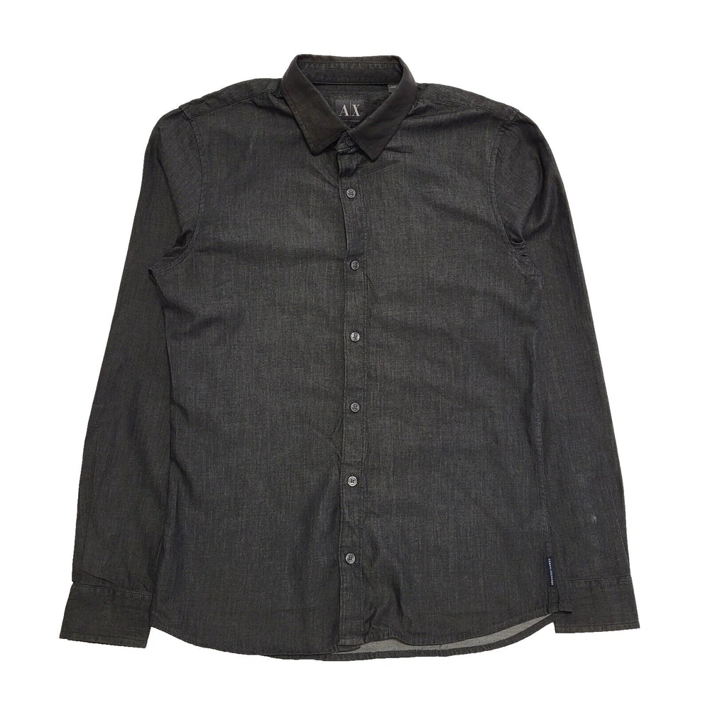 Armani Exchange Blue Long Sleeve Slim Fit Denim Shirt UK Men's Small K145