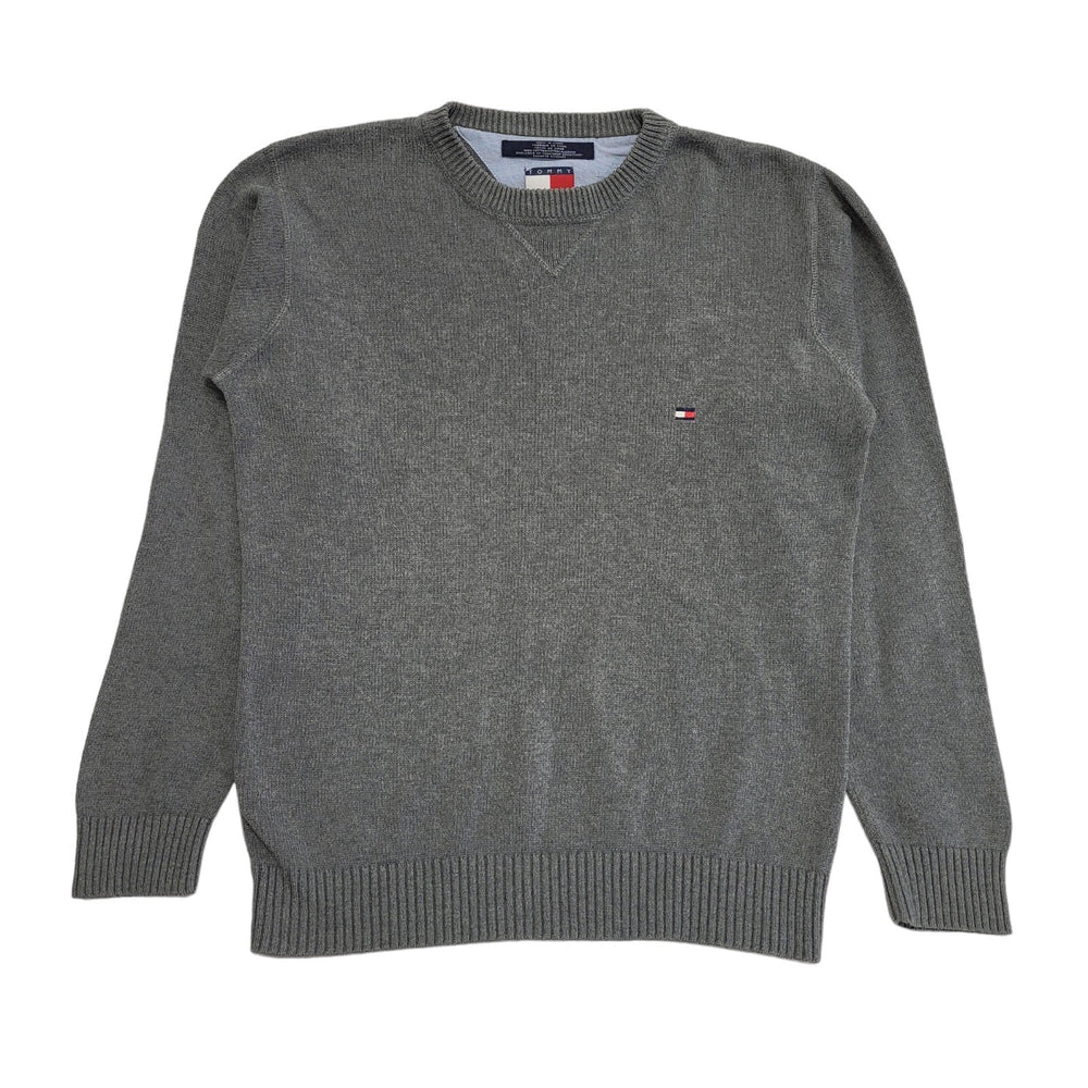 Tommy Hilfiger 90's Jumper Grey V-Neck Long Sleeve Mens UK S