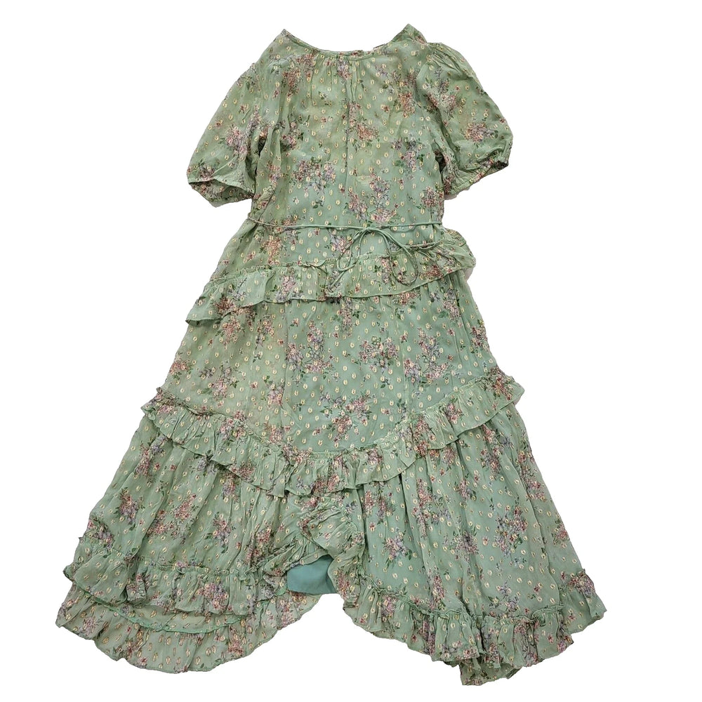 Monsoon Green Floral Print Tiered Summer Maxi Dress BNWT UK XL 14 L351